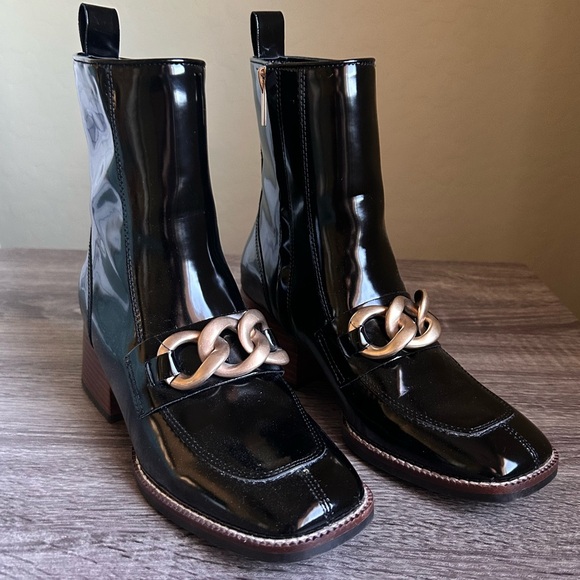 Steve Madden Loreen Black Patent Faux Leather Boots,  Size 7 - Picture 2 of 8